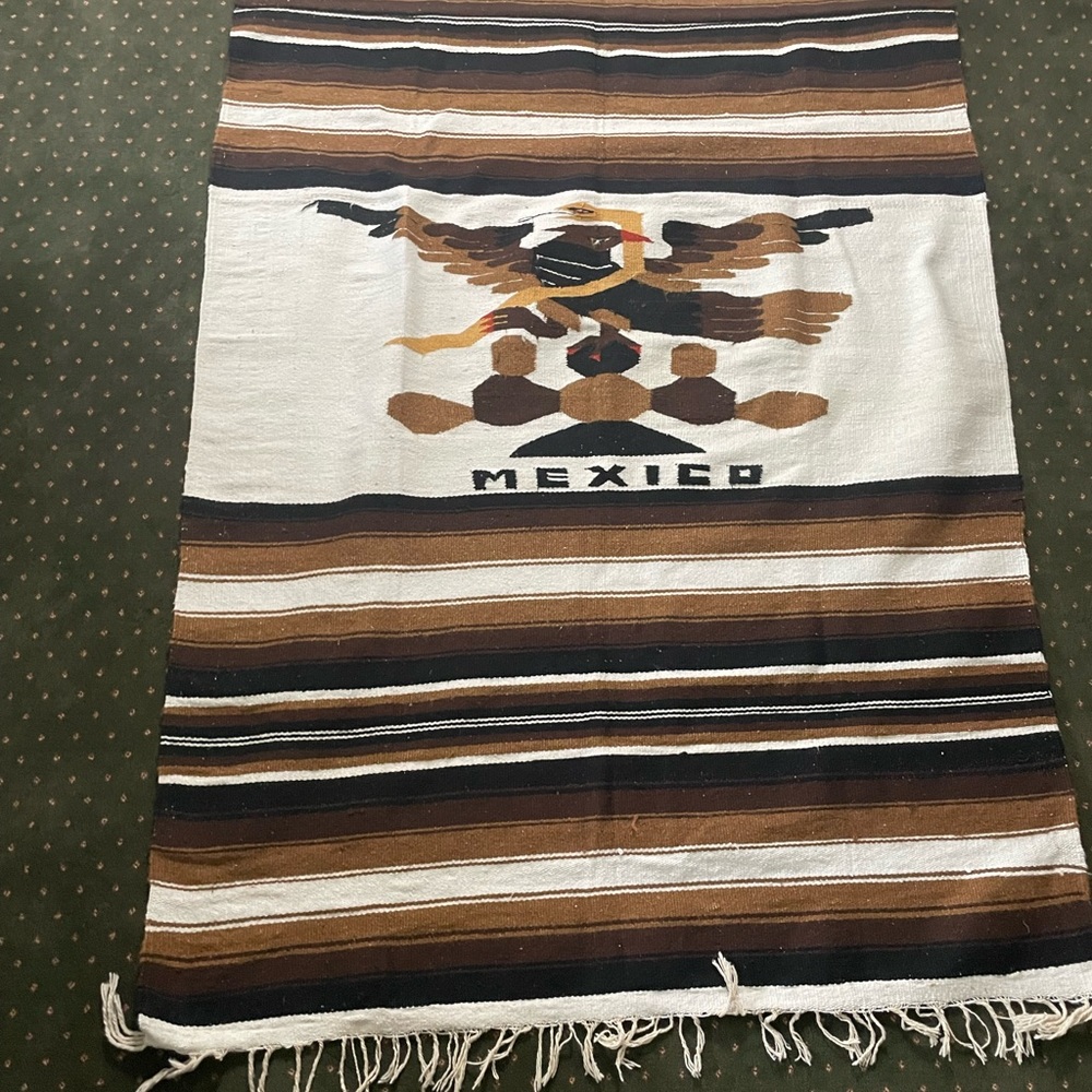 Multicolored brown Mexico blanket